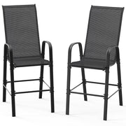 VINGLI Bar Height Stool Outdoor Bar Chairs Set with High Back and Armrests