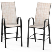 VINGLI Bar Height Stool Outdoor Bar Chairs Set with High Back and Armrests