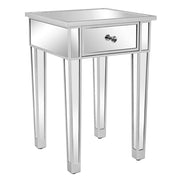 VINGLI Mirrored Nightstand with Drawer Silver Bedside Table