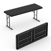 VINGLI 6ft Narrow Folding Table Portable Plastic Rectangle Foldable Table