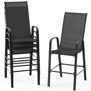 VINGLI Bar Height Stool Outdoor Bar Chairs Set with High Back and Armrests