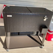 VINGLI 80 Quart Patio Rolling Cooler Cart Portable Ice Chest