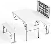 VINGLI Picnic Table Set with 2 Benches, 6 Feet Camping Table Chair Set