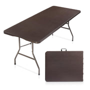 VINGLI Plastic Folding Table Portable Rectangular Table with Carrying Handle