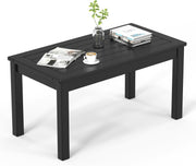 VINGLI Outdoor Coffee Table, HDPE Patio Coffee Table for Outside, All-Weather Rectangle Coffee Table for Deck, Garden, Balcony, Porch, Indoor & Outdoor Use (Black)