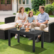 VINGLI Outdoor Coffee Table, HDPE Patio Coffee Table for Outside, All-Weather Rectangle Coffee Table for Deck, Garden, Balcony, Porch, Indoor & Outdoor Use (Black)