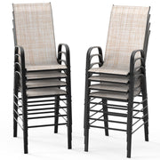 VINGLI Bar Height Stool Outdoor Bar Chairs Set with High Back and Armrests