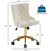 VINGLI AC101 Armless Home Office Desk Chair with Wheels Upholstered Adjustable Rolling Swivel Nail Chair