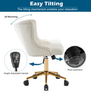 VINGLI AC101 Armless Home Office Desk Chair with Wheels Upholstered Adjustable Rolling Swivel Nail Chair