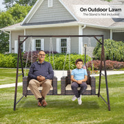 VINGLI 2.2FT 1-Person Rattan Patio Porch Swing with Cushions 440Ibs
