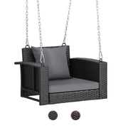 VINGLI 2.2FT 1-Person Rattan Patio Porch Swing with Cushions 440Ibs