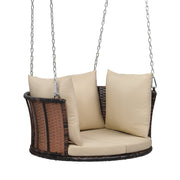 VINGLI 2.2FT 1-Person Rattan Patio Porch Swing with Cushions 440Ibs