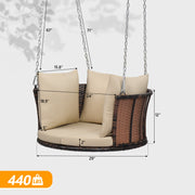 VINGLI 2.2FT 1-Person Rattan Patio Porch Swing with Cushions 440Ibs