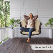 VINGLI 2.2FT 1-Person Rattan Patio Porch Swing with Cushions 440Ibs