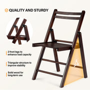 VINGLI 4 Pack Wood Folding Chairs with Comfortable Curved Backs, Portable and Durable wooden folding chairs for Indoor & Outdoor Events, Patio, Party, Dinning, Work, Capacity 300 lbs, Walnut, set of 4