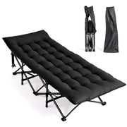 VINGLI Folding Camping Cot Bed,Camping Cots for Adults with Mattress, Cots for Sleeping with Pillow 1200D Layer Oxford for for Guest-Black