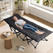 VINGLI Folding Camping Cot Bed,Camping Cots for Adults with Mattress, Cots for Sleeping with Pillow 1200D Layer Oxford for for Guest-Black