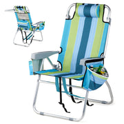 VINGLI 16" Beach Chair 2pcs with Tall Folding Camping Chairs