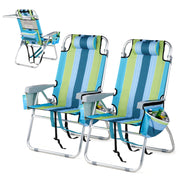 VINGLI 16" Beach Chair 2pcs with Tall Folding Camping Chairs