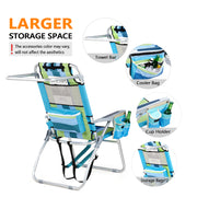 VINGLI 16" Beach Chair 2pcs with Tall Folding Camping Chairs