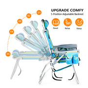 VINGLI 16" Beach Chair 2pcs with Tall Folding Camping Chairs