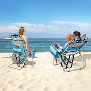 VINGLI 16" Beach Chair 2pcs with Tall Folding Camping Chairs