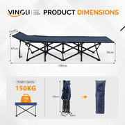 VINGLI Folding Camping Cot Bed,Camping Cots for Adults with Mattress, Foldable Cots for Sleeping with Pillow 1200D Layer Oxford for for Guest,Travel,Hiking-Blue