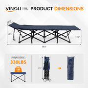 VINGLI Folding Camping Cot Bed,Camping Cots for Adults with Mattress, Foldable Cots for Sleeping with Pillow 1200D Layer Oxford for for Guest,Travel,Hiking-Blue