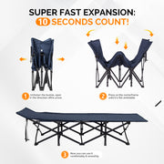 VINGLI Folding Camping Cot Bed,Camping Cots for Adults with Mattress, Foldable Cots for Sleeping with Pillow 1200D Layer Oxford for for Guest,Travel,Hiking-Blue