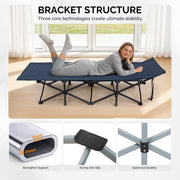 VINGLI Folding Camping Cot Bed,Camping Cots for Adults with Mattress, Foldable Cots for Sleeping with Pillow 1200D Layer Oxford for for Guest,Travel,Hiking-Blue