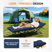 VINGLI Folding Camping Cot Bed,Camping Cots for Adults with Mattress, Foldable Cots for Sleeping with Pillow 1200D Layer Oxford for for Guest,Travel,Hiking-Blue