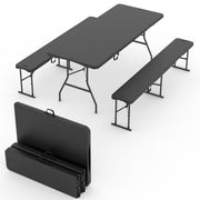 VINGLI Picnic Table Set with 2 Benches, 6 Feet Camping Table Chair Set