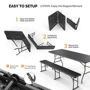 VINGLI Picnic Table Set with 2 Benches, 6 Feet Camping Table Chair Set