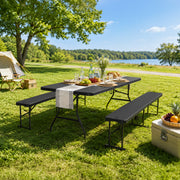 VINGLI Picnic Table Set with 2 Benches, 6 Feet Camping Table Chair Set