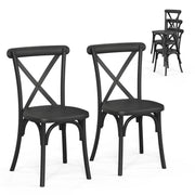 VINGLI Plastic Outdoor Dining Chairs Set of 8, Stackable Patio Dining Chairs with X Back, Waterproof Kitchen & Dining Room Chairs for Indoor-Outdoor, Capacity 400 lbs, Black