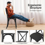 VINGLI Plastic Outdoor Dining Chairs Set of 8, Stackable Patio Dining Chairs with X Back, Waterproof Kitchen & Dining Room Chairs for Indoor-Outdoor, Capacity 400 lbs, Black