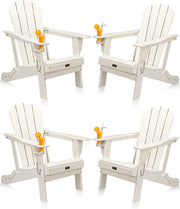 VINGLI HDPE Material Plastic Folding Adirondack Chairs Waterproof for Outdoor Blue/White/Teak
