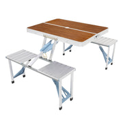 VINGLI 4 Ft  Portable Foldable Camping Picnic Table Set 265 Lbs Support 4-Seats Aluminum Frame Silver