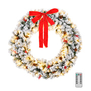 VINGLI Prelit Christmas Wreath Artificial Xmas Wreath with Lights