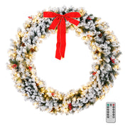 VINGLI Prelit Christmas Wreath Artificial Xmas Wreath with Lights
