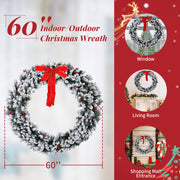 VINGLI Prelit Christmas Wreath Artificial Xmas Wreath with Lights