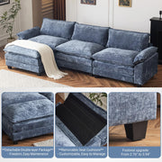 VINGLI SS101 120" L-Shaped Sectional Sofa Couch with Ottoman for Deep Seating