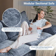 VINGLI SS101 120" L-Shaped Sectional Sofa Couch with Ottoman for Deep Seating