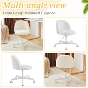 VINGLI Modern Vanity Chair with Back Velvet Desk Chair with Wheels