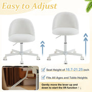 VINGLI Modern Vanity Chair with Back Velvet Desk Chair with Wheels