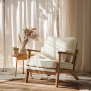 VINGLI AC104 Mid Century Solid Wood Modern Wide Armrests Accent Chair with Pillow