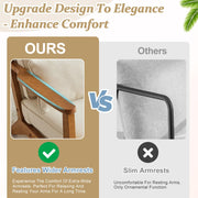 VINGLI AC104 Mid Century Solid Wood Modern Wide Armrests Accent Chair with Pillow