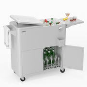 VINGLI 80QT Rolling Patio Cooler Cart with Storage Cabinet