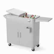 VINGLI 80QT Rolling Patio Cooler Cart with Storage Cabinet