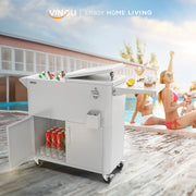 VINGLI 80QT Rolling Patio Cooler Cart with Storage Cabinet